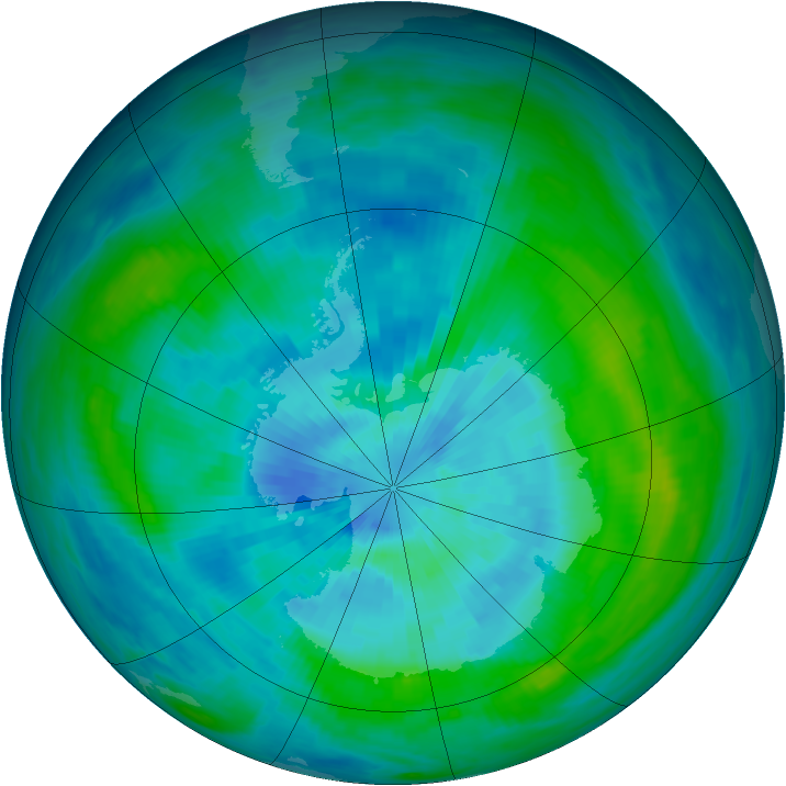Antarctic ozone map for 16 March 1984